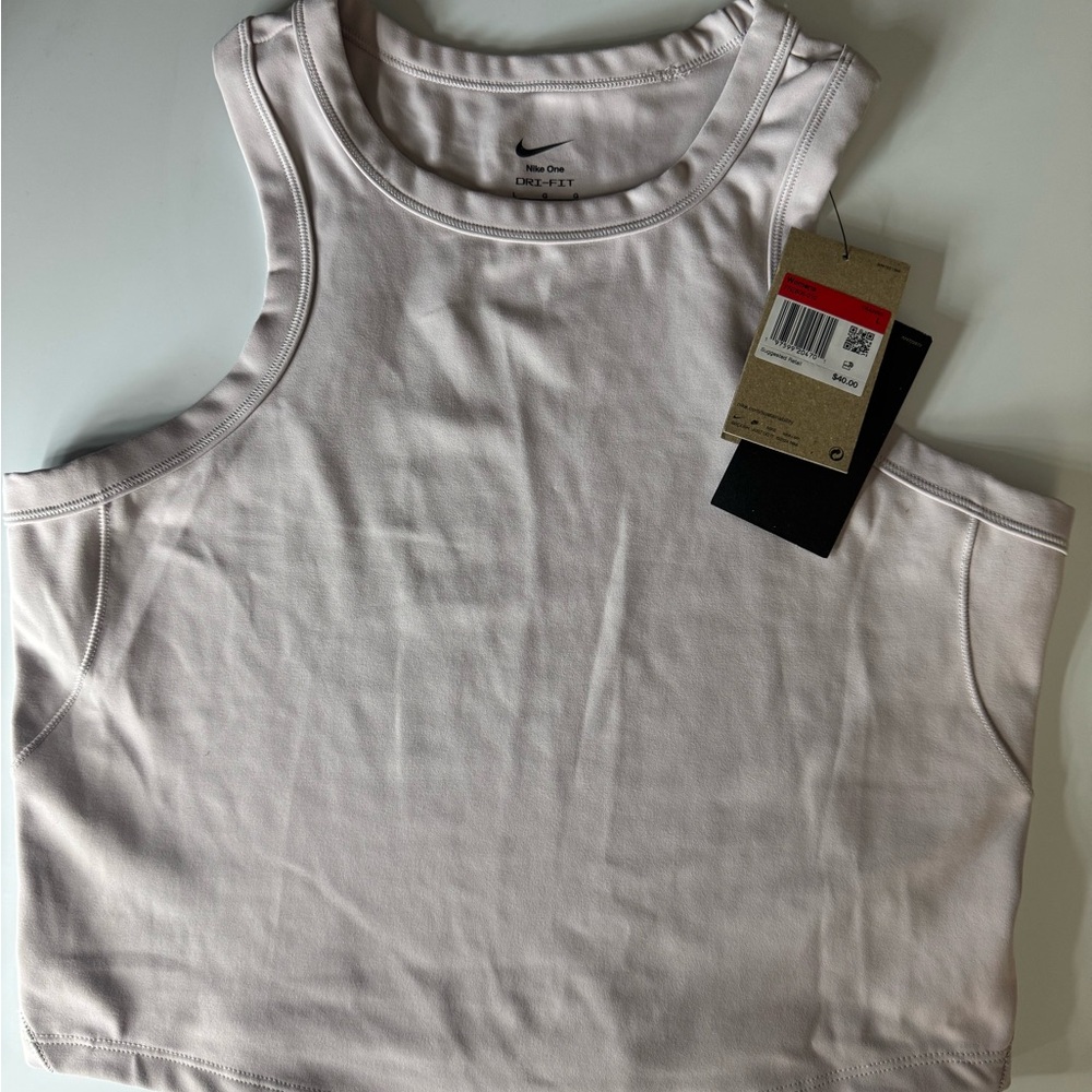Nike White Fitted Crop Tank Top